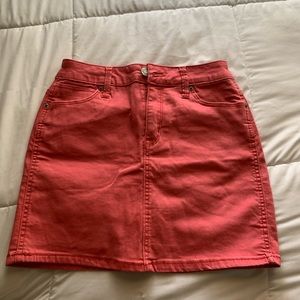 Burnt orange color (I would say) denim skirt